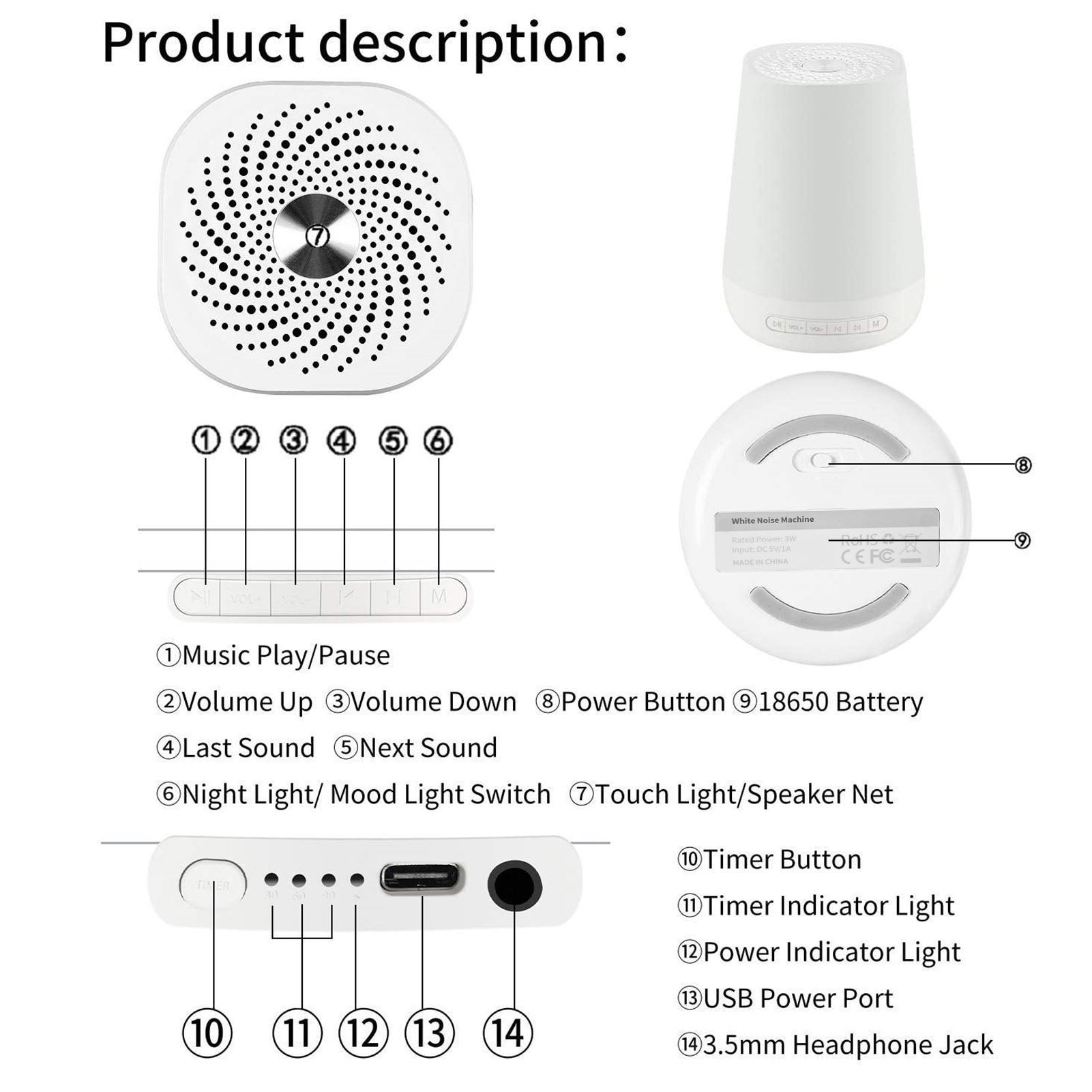 Máquina de sonido de ruido bla - White Noise Machine Baby reseña y precio